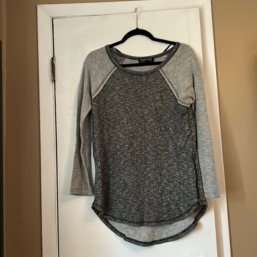 Context Gray Baseball Raglan Sweater - L